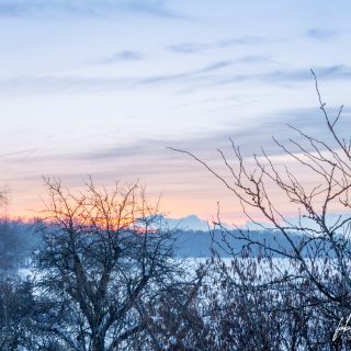 Coucher de soleil sous la neige